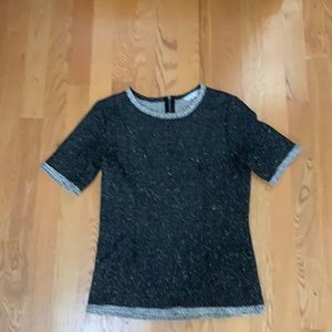 Cabi back zip short sleeve sweater